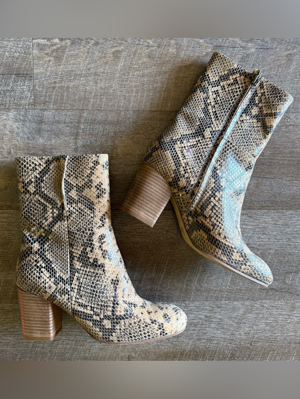 Anthropologie Seychelles leather Wild Ride python snake print ankle boots